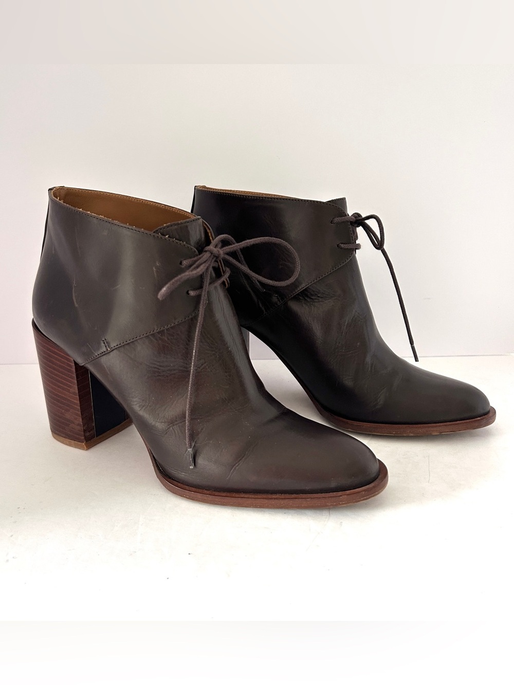 Veronique Branquinho Ankle Boots Brown Leather Heels Poetcore Size IT38.5 US 8.5